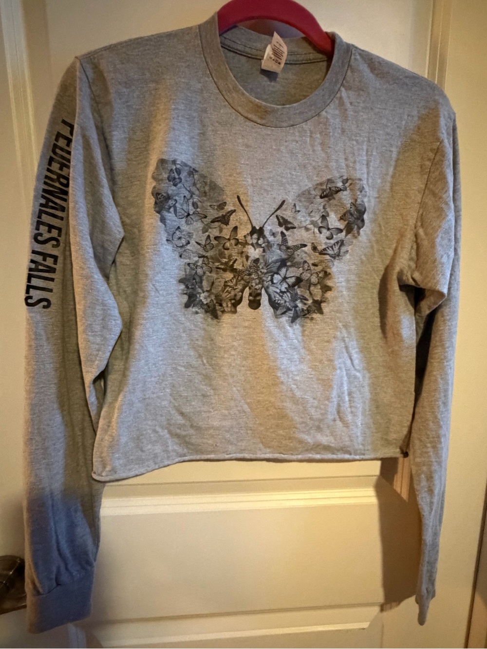 Tultex Gray Crewneck Long Sleeve Pedernales Falls State Park T-Shirt Sz S